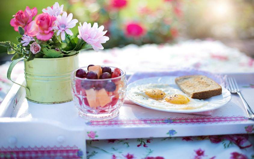 Breakfast, Healthy, Eggs, Fruit